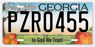 GA license plate PZR0455