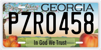 GA license plate PZR0458