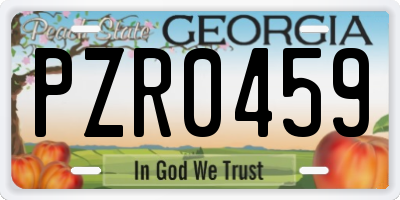 GA license plate PZR0459