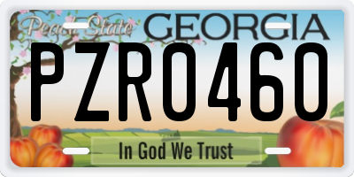 GA license plate PZR0460