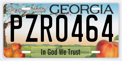 GA license plate PZR0464