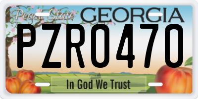 GA license plate PZR0470