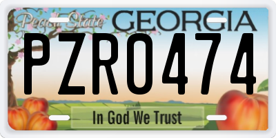 GA license plate PZR0474