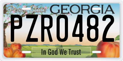 GA license plate PZR0482