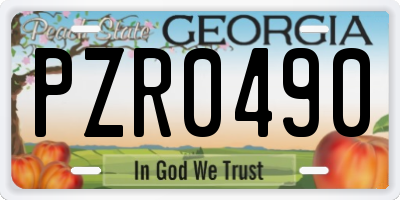 GA license plate PZR0490