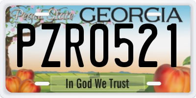 GA license plate PZR0521
