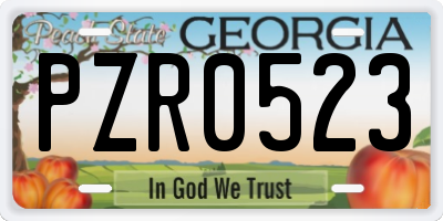 GA license plate PZR0523