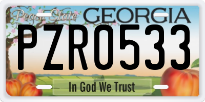 GA license plate PZR0533