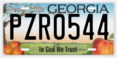 GA license plate PZR0544