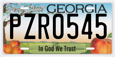 GA license plate PZR0545