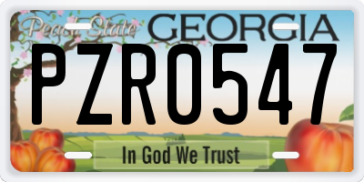 GA license plate PZR0547