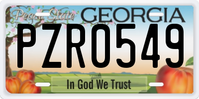 GA license plate PZR0549