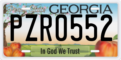 GA license plate PZR0552