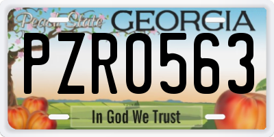 GA license plate PZR0563