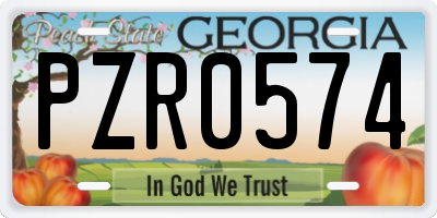 GA license plate PZR0574