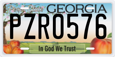 GA license plate PZR0576