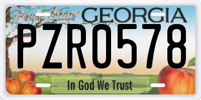GA license plate PZR0578