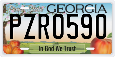 GA license plate PZR0590