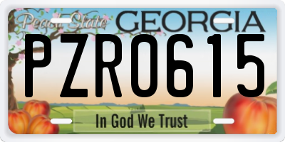 GA license plate PZR0615