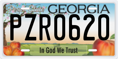 GA license plate PZR0620