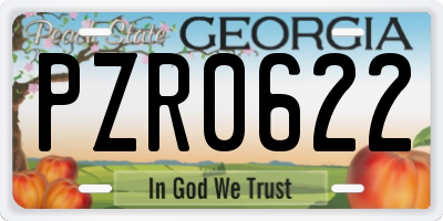 GA license plate PZR0622