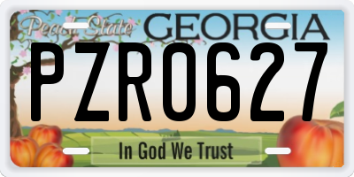 GA license plate PZR0627