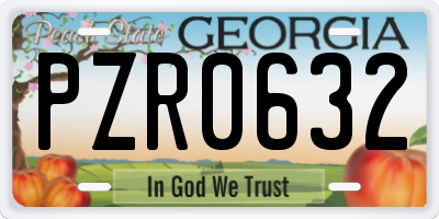 GA license plate PZR0632