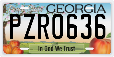 GA license plate PZR0636