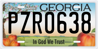 GA license plate PZR0638