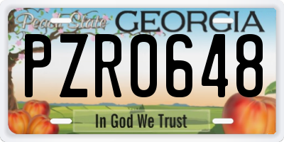 GA license plate PZR0648
