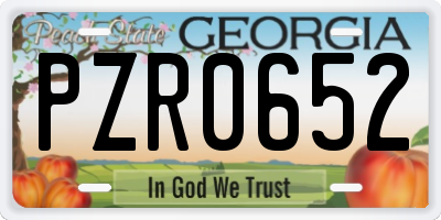 GA license plate PZR0652