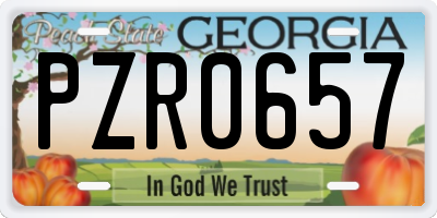 GA license plate PZR0657