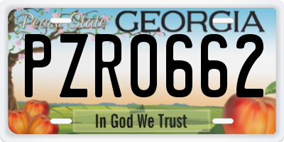 GA license plate PZR0662