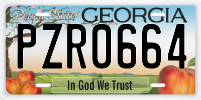 GA license plate PZR0664