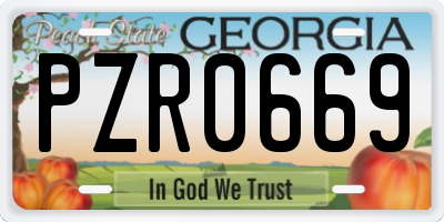 GA license plate PZR0669