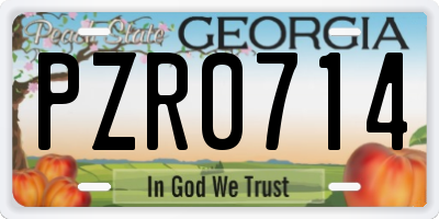 GA license plate PZR0714