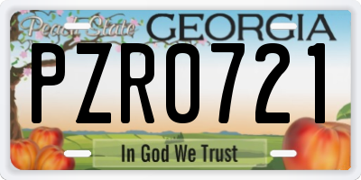 GA license plate PZR0721