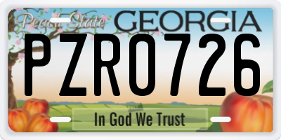 GA license plate PZR0726