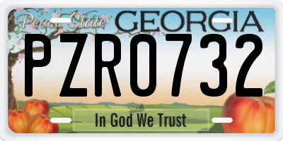 GA license plate PZR0732
