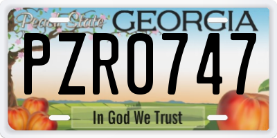 GA license plate PZR0747