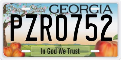 GA license plate PZR0752
