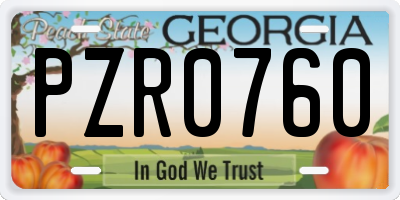 GA license plate PZR0760