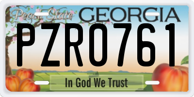 GA license plate PZR0761