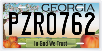 GA license plate PZR0762