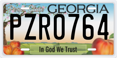 GA license plate PZR0764