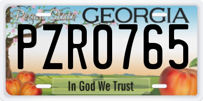 GA license plate PZR0765