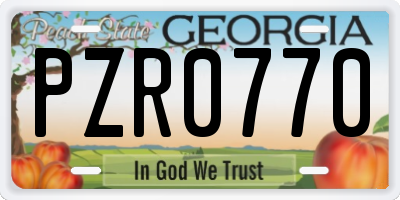 GA license plate PZR0770
