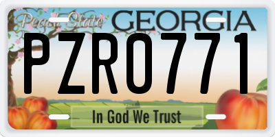 GA license plate PZR0771