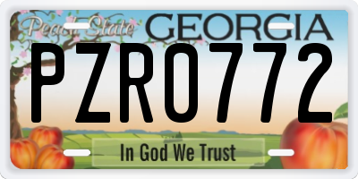 GA license plate PZR0772