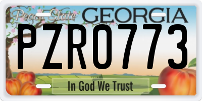 GA license plate PZR0773